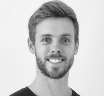 black and white headshot of a guy