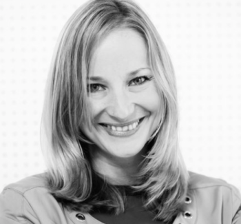 black and white headshot of a woman