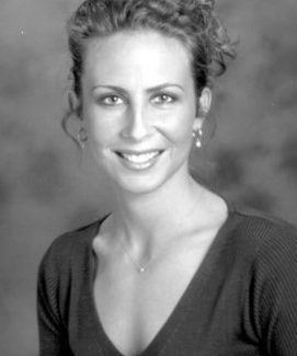 black and white headshot of a woman