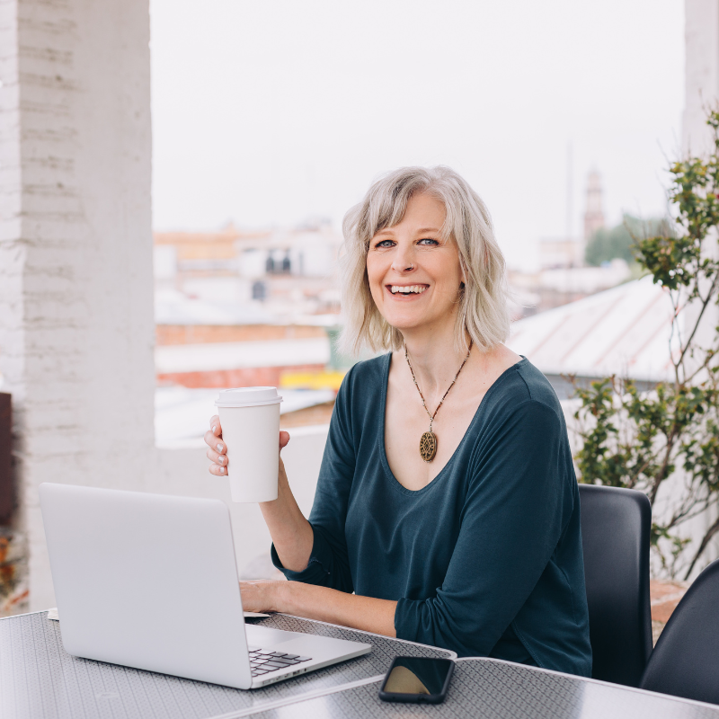 woman working on her laptop