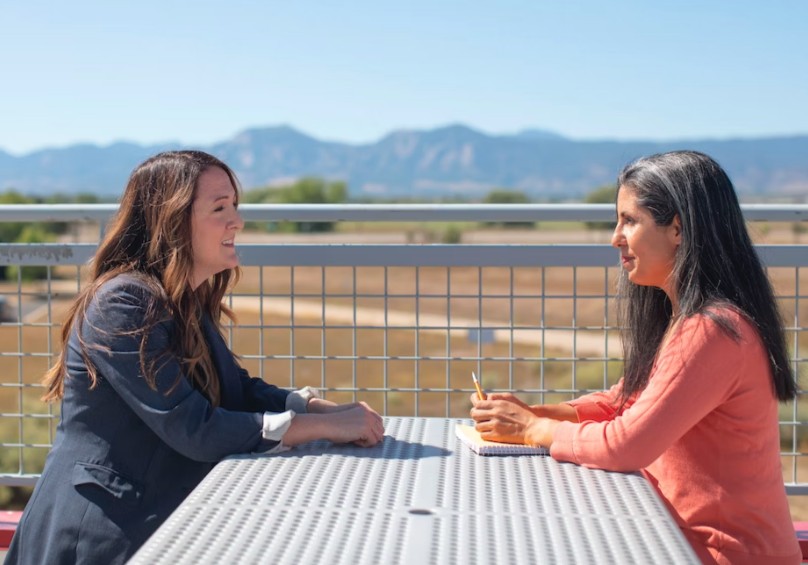 two friends talking