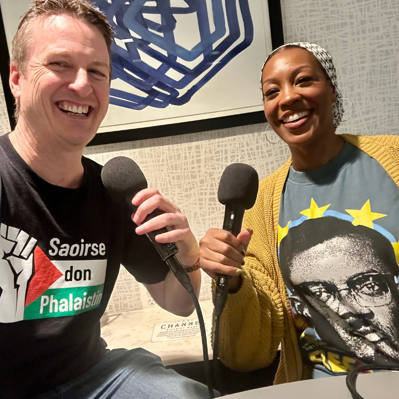 Matt Bowles recording a podcast conversation with Imani Bashir in Washington, DC