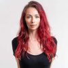 woman with red hair and blue eyes